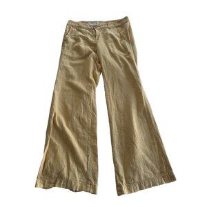 Anthropologie Pilcro Size 6 Yellow Flared Linen Blend Pants Summer Beach Boho